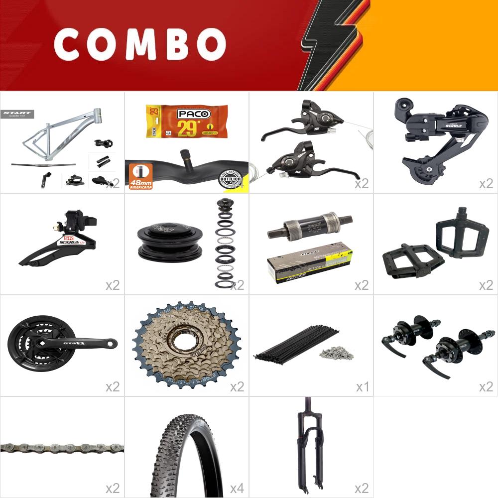   combo 2x start tam 19 cinza 24v - aro 29 - sem freios, aro, fita de aro, cabos e conduites - confira os itens  