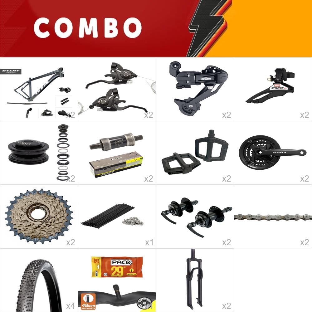     combo 2x start tam 15.5 grafite 24v   - aro 29 - sem aro, sem freio -  confira os itens   
