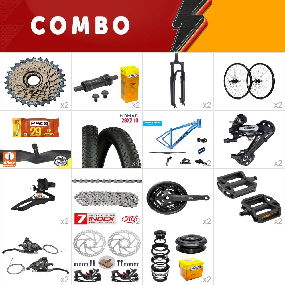         combo 29 2x start tam. 17 azul/preto - sem cabos e conduites - confira itens