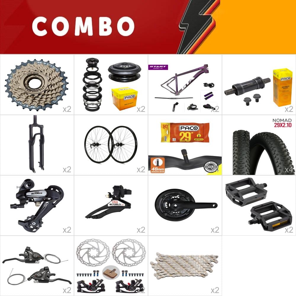           combo para montar 2x gta start 29 roxo 15.5 - 21v sunrun - confira itens 
