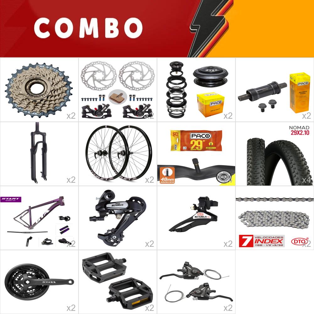         combo 29 2x start tam. 21 roxo - sem cabos e conduites - confira itens