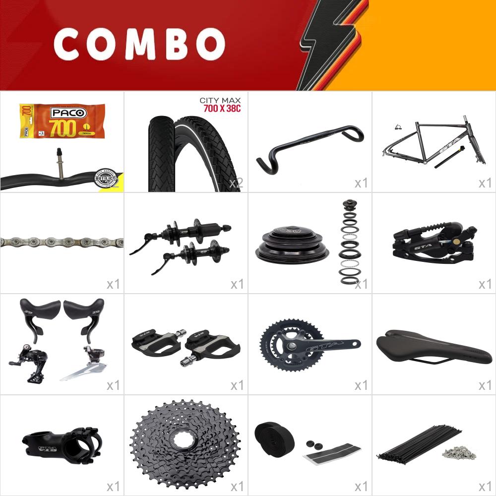    combo montagem 1 bike gravel across 2.0 tam 54 grafite - falta aros - confira itens