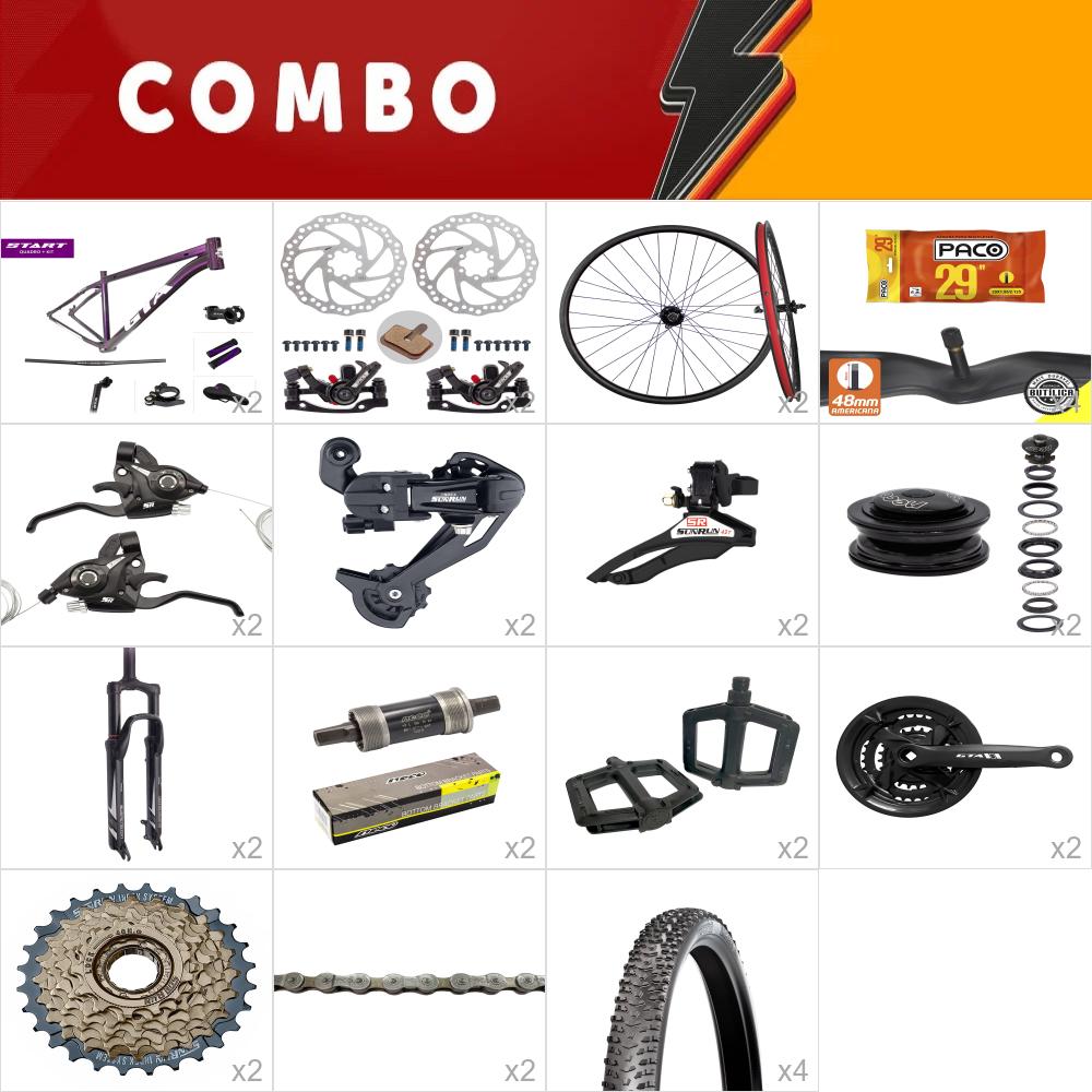   combo 2x start tam 21 start roxo  24v com rodas montadas - aro 29 - confira itens