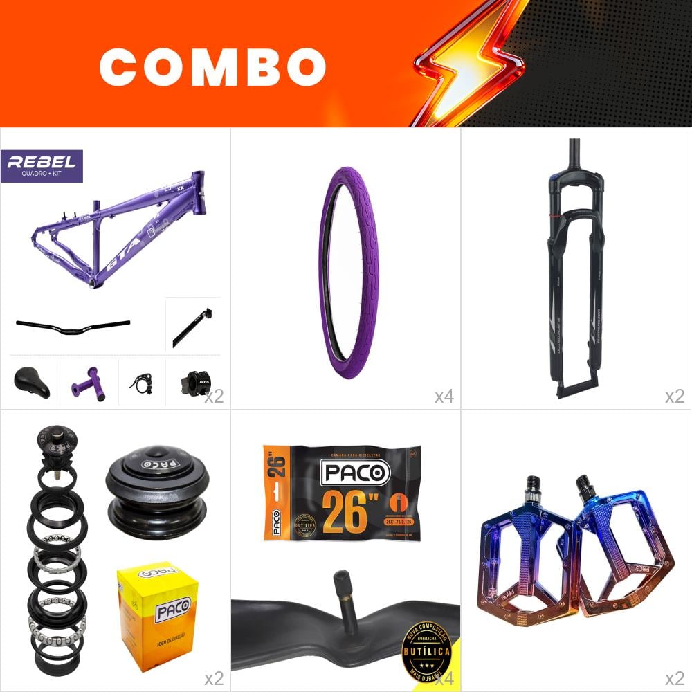                                                                               combo 2x freeride rebel roxo - confira itens