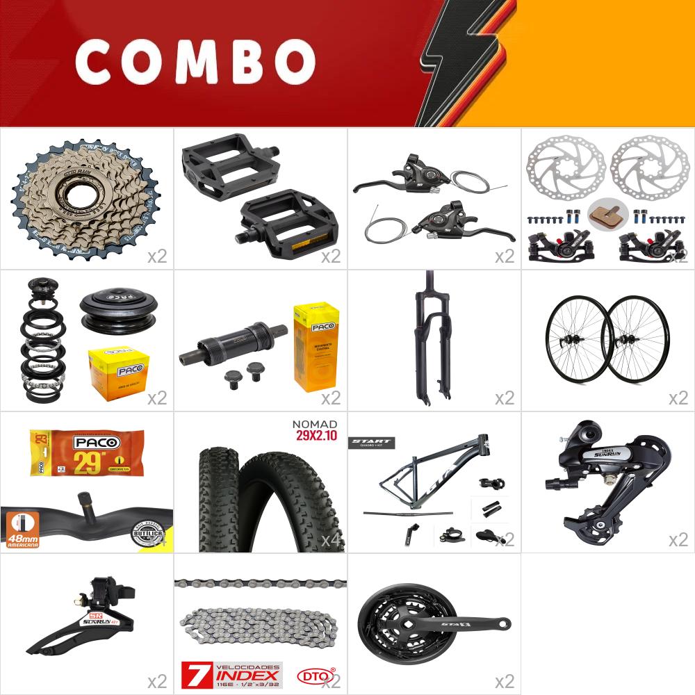         combo 29 2x start tam. 15.5 grafite - sem cabos e conduites - confira itens