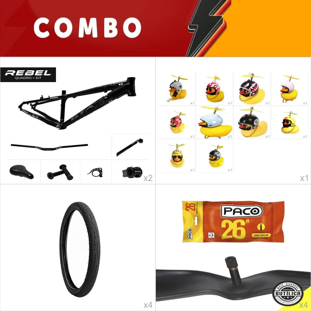     promocional 5% de desconto - 2x quadros 26 freeride gta rebel preto guidão, suporte de guidão, canote, selim, manopla e abraçadeira