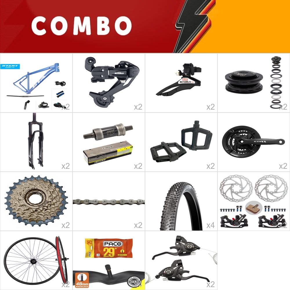   combo 2x start tam 21 start azul/branco  24v com rodas montadas - aro 29 - confira itens