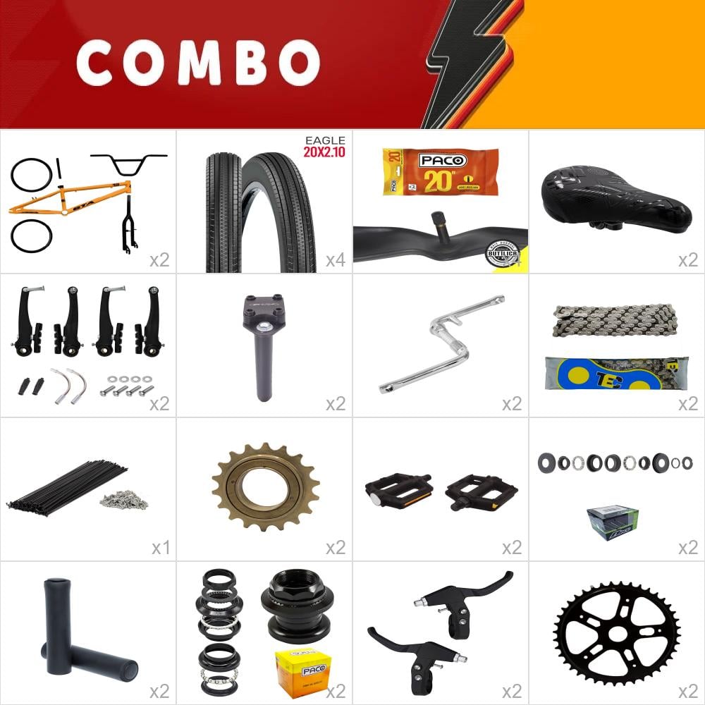               combo bmx 2x gta flip laranja/preto - falta cubo - confira os itens