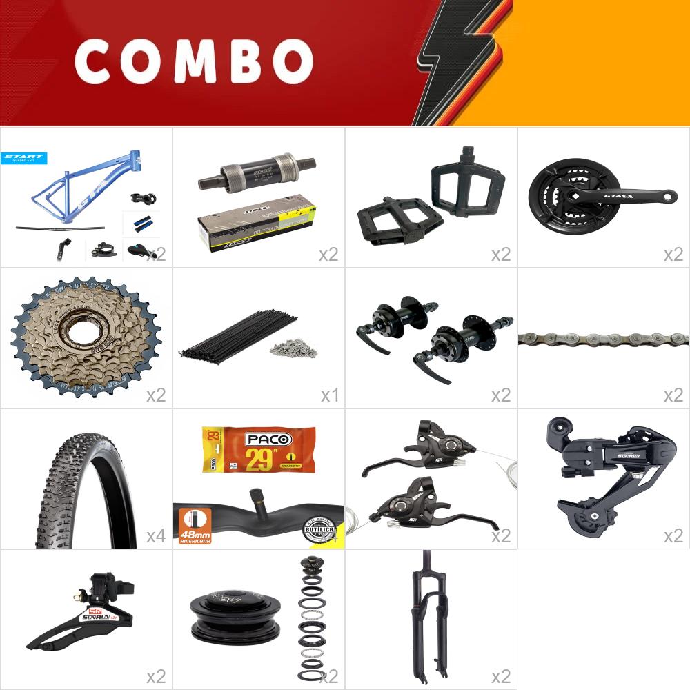    combo 2x start tam 17 azul/branco  24v - aro 29 - sem aro, sem freio -  confira os itens   