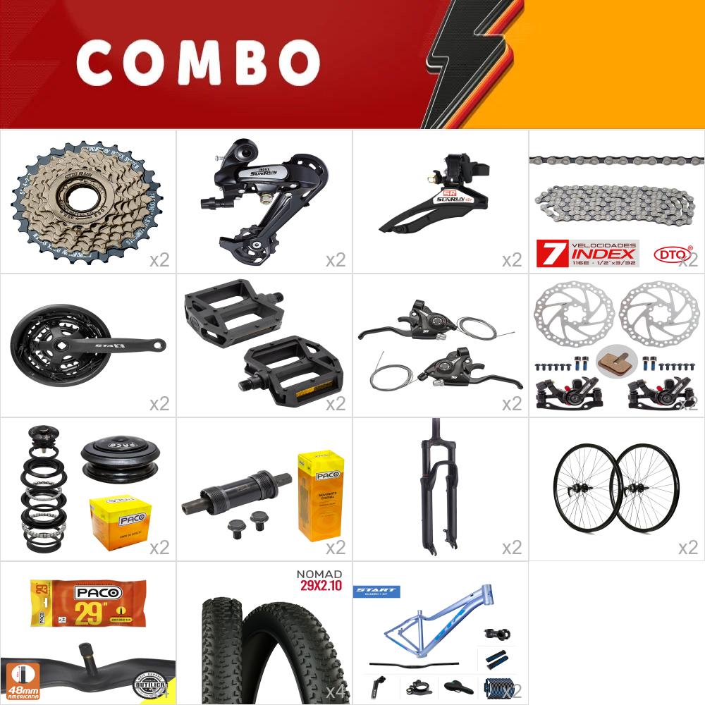         combo 29 2x start tam. 15.5 fem. azul/roxo - sem cabos e conduites - confira itens