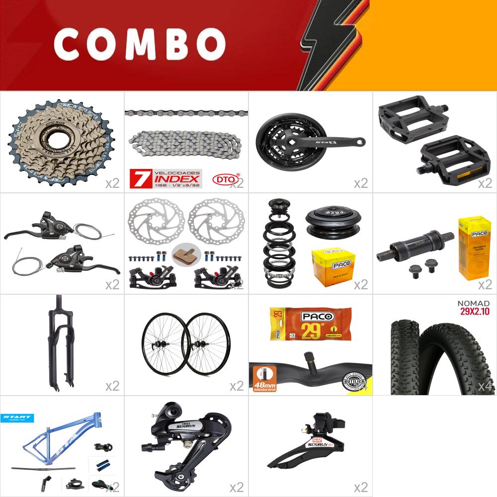         combo 29 2x start tam. 17 azul/branco - sem cabos e conduites - confira itens