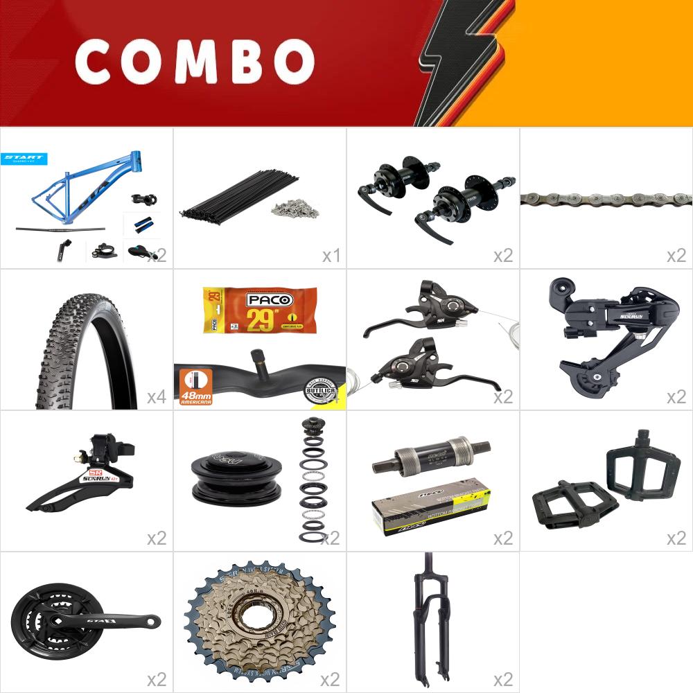     combo 2x start tam 21 azul/preto 24v - aro 29 - sem aro, sem freio -  confira os itens   