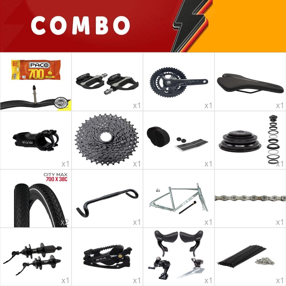    combo montagem 1 bike gravel across 2.0 tam 54 verde sálvia - falta aros - confira itens
