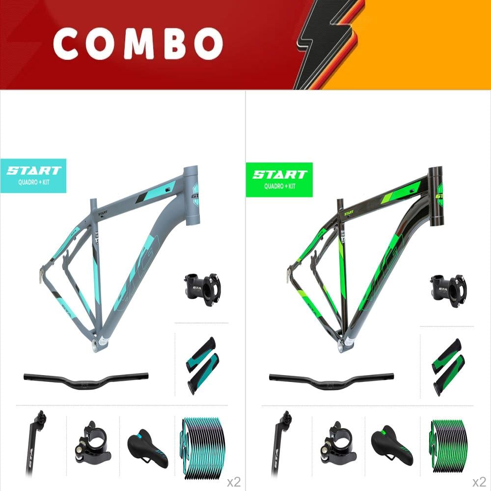                liquidação 10% - 4x quadros gta start tamanho 21 com kit - cores sortidas 04