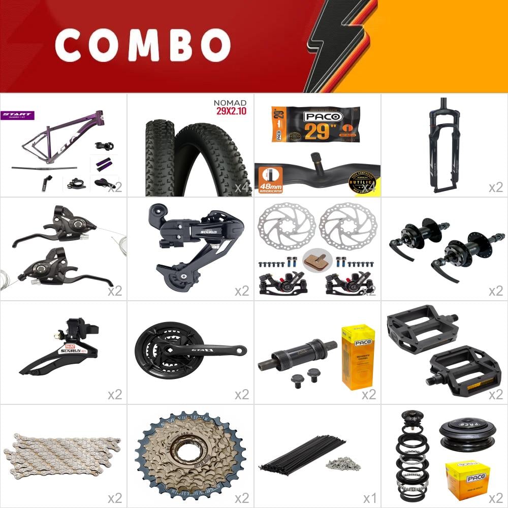                             combo 2x gta start aro 29 tam 21 roxo <b>24v</b> sunrun - sem aros, cabos e conduites - confira os itens