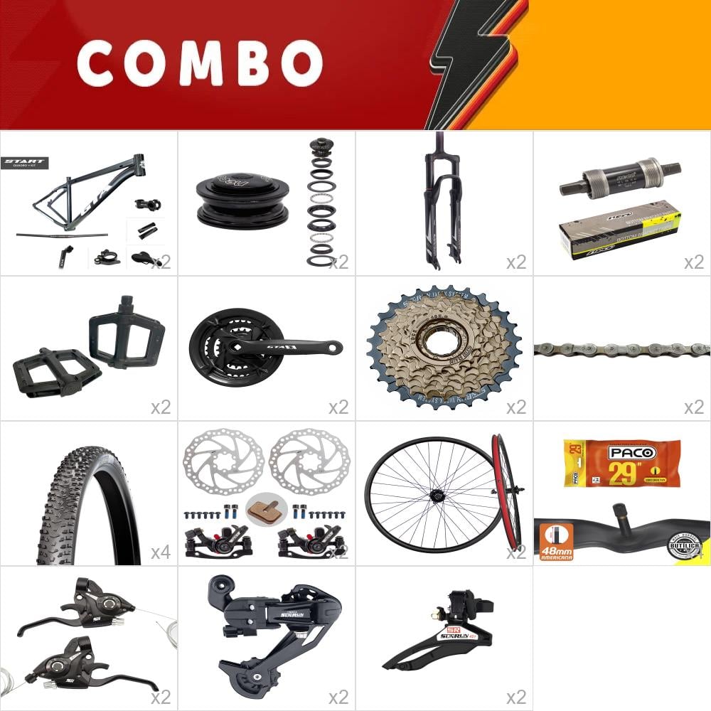   combo 2x start tam 21 start grafite 24v com rodas montadas - aro 29 - confira itens