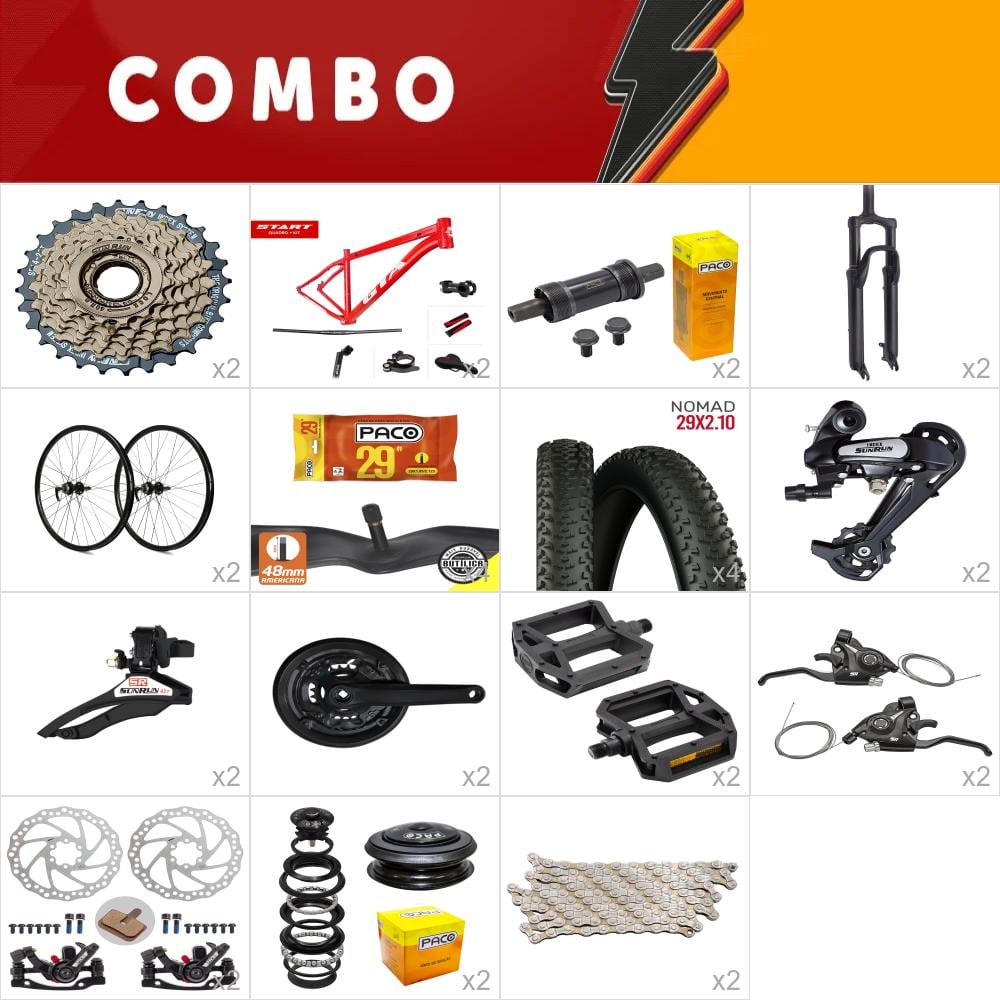           combo para montar 2x gta start 29 vermelho 15.5 - 21v sunrun - confira itens 