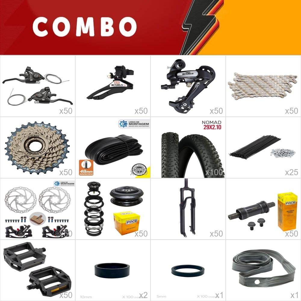           combo para montar 50x gta start 21v sunrun - sem quadro/kit/aro- falta cubo e pedivela - confira os itens  