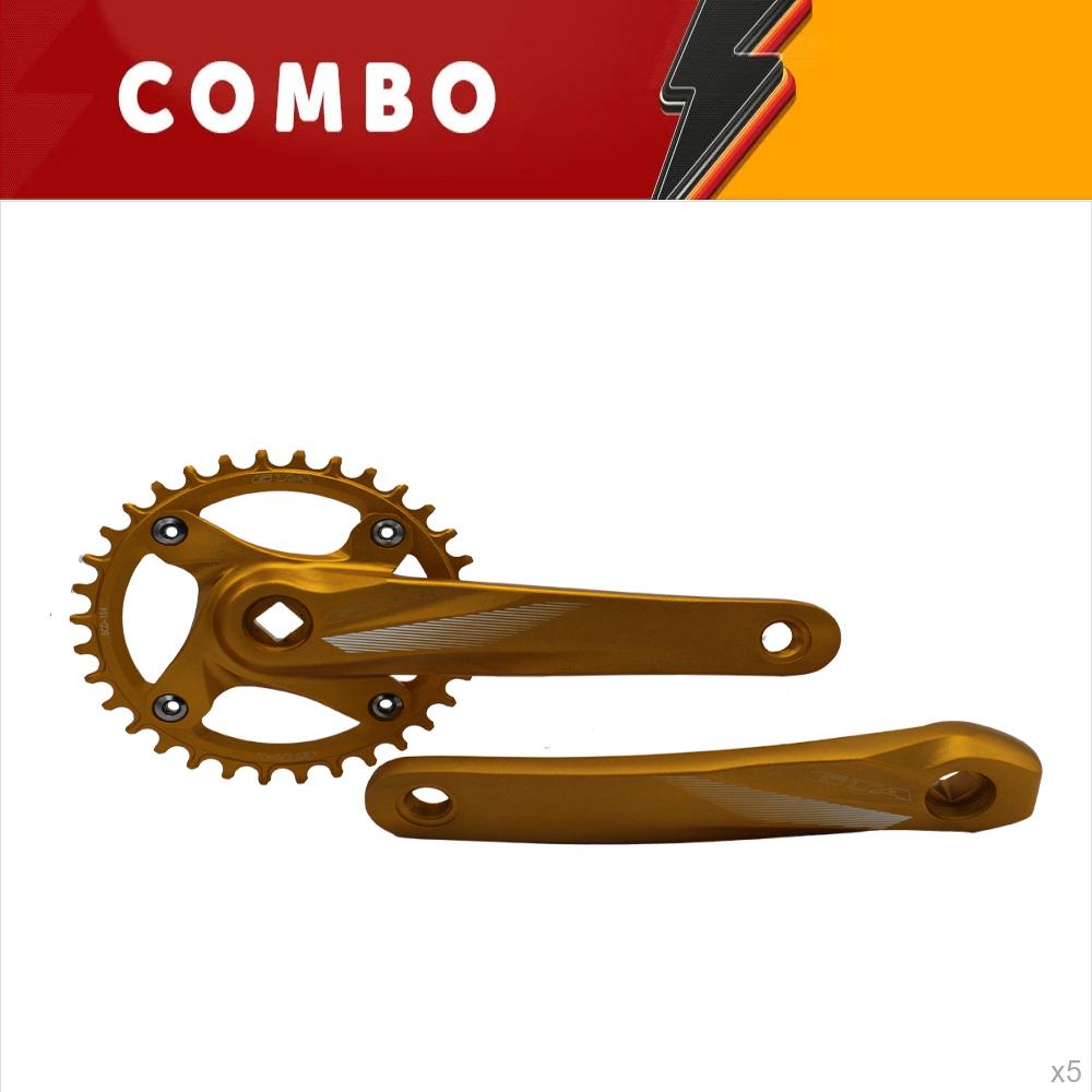                                             férias <b>10%</b> - 5x pedivela single ponta quadrada dourado com braco 170mm em alumínio e coroa 34 dentes