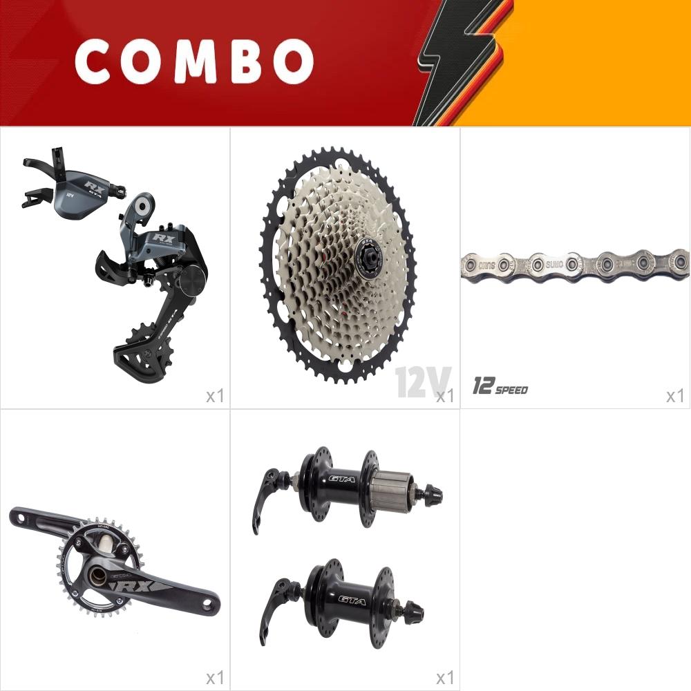           combo 1x kit relação 1x12 rx black  - pedivela integrado com central, corrente, cassete 11/50, alavanca, cambio  cubos - confira itens 