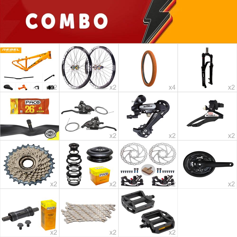          combo para montar 2x gta rebel 26 laranja - 21v sunrun roda montada cubo camaleao  barulhento - confira itens
