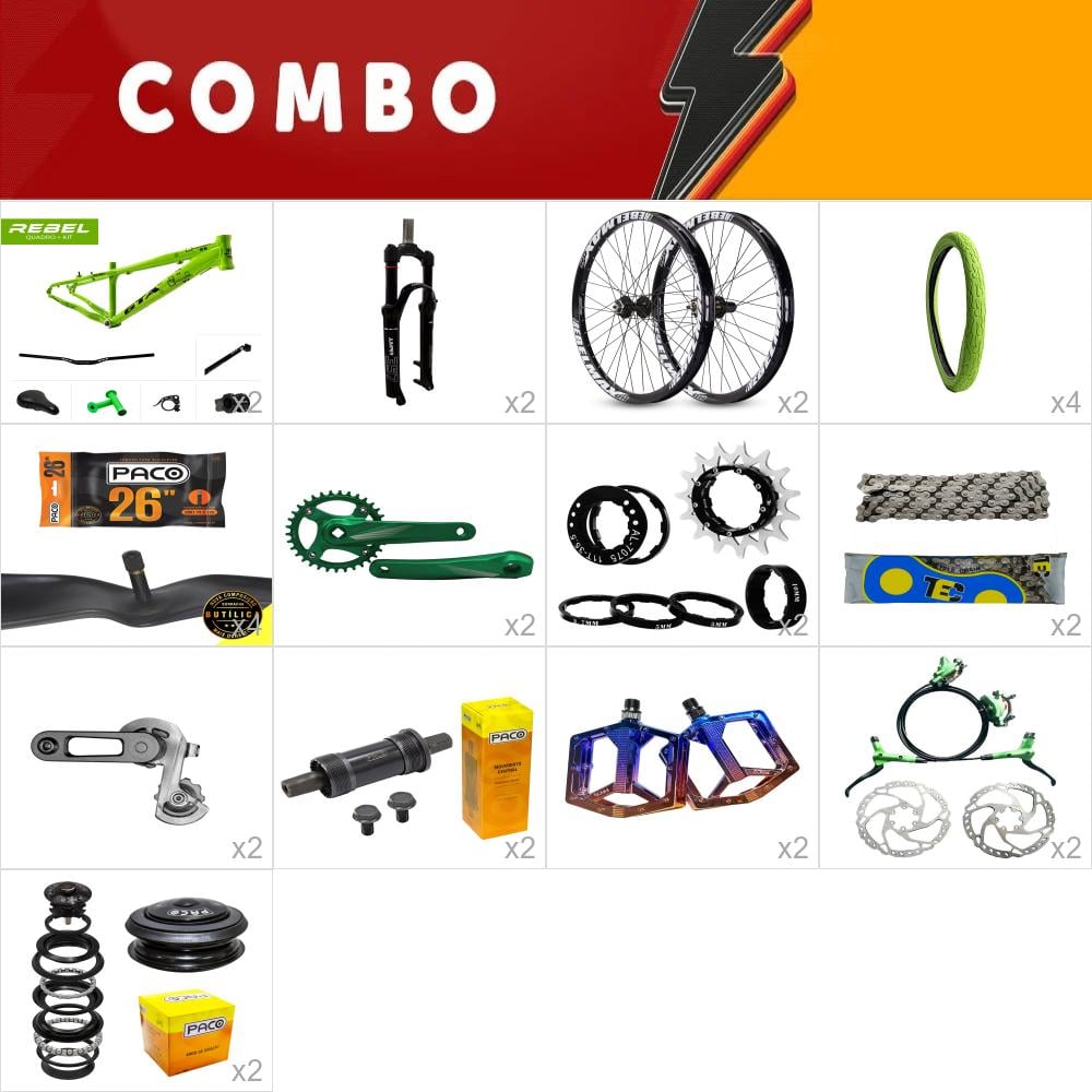            combo para montar 2x rebel verde completa - single speed  - confira itens- confira itens