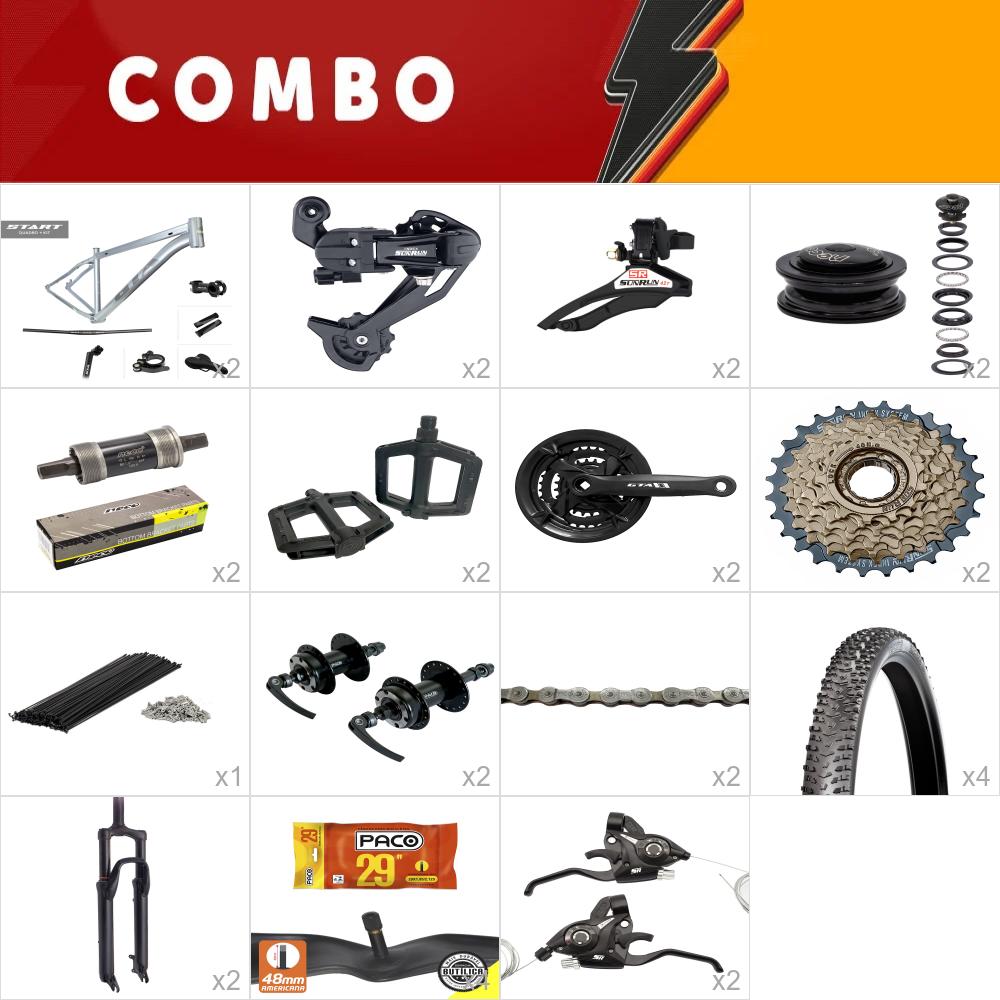   combo 2x start tam 15.5 cinza 24v - aro 29 - sem freios, aro, fita de aro, cabos e conduites - confira os itens