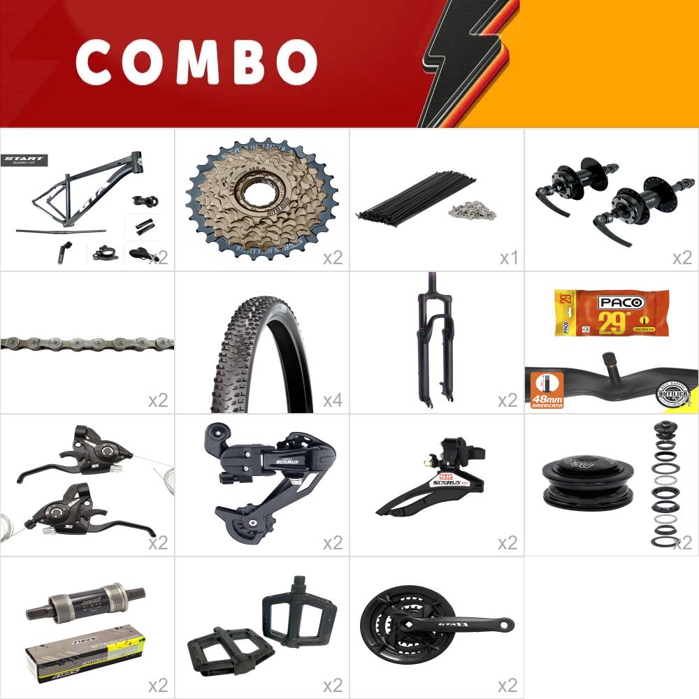   combo 2x start tam 21 grafite 24v - aro 29 - sem freios, aro, fita de aro, cabos e conduites - confira os itens  