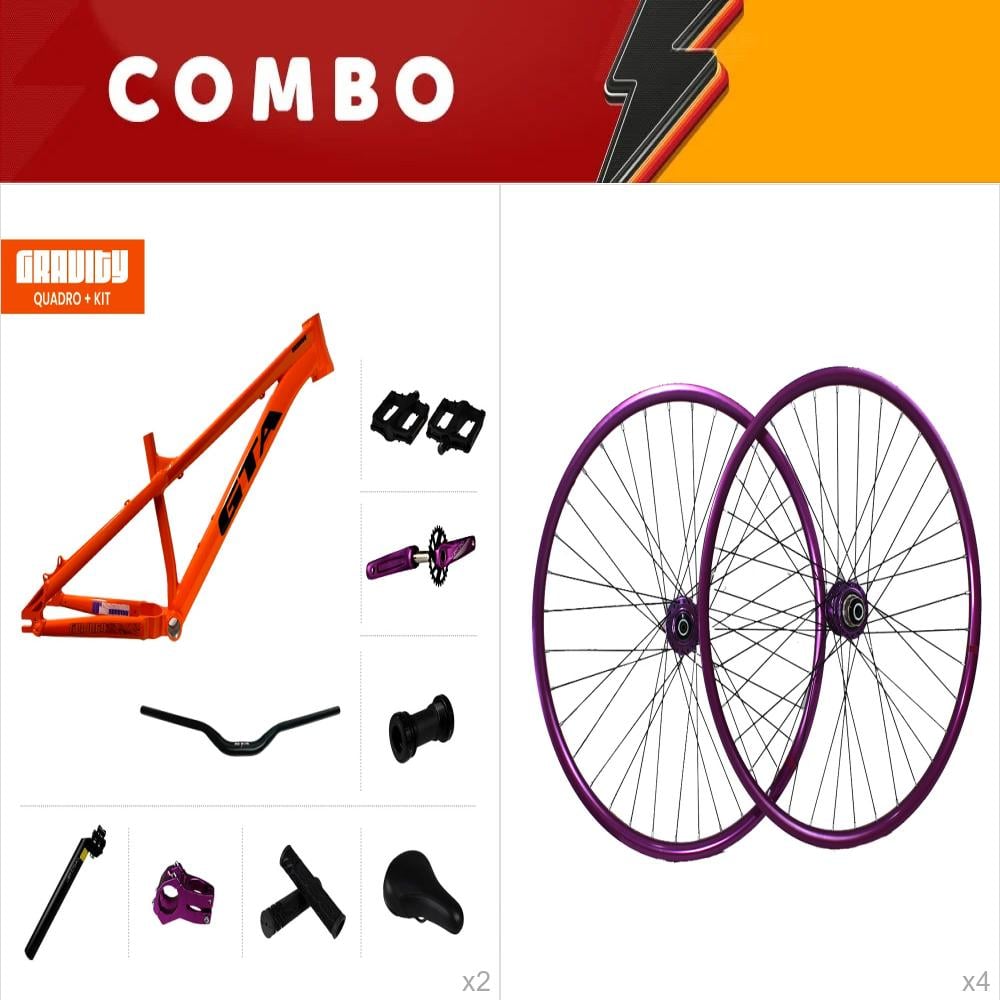      promocional 5% de desconto - 2x quadros 26 gravity laranja + rodas - confira itens