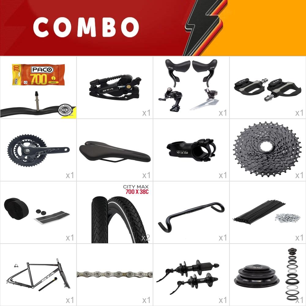              combo montagem gravel across 2.0 tam 54 grafite - falta aros - confira itens