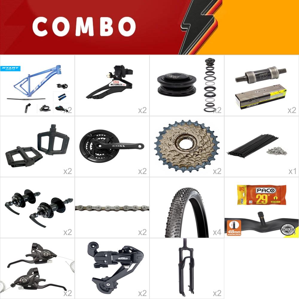    combo 2x start tam 19 azul/branco 24v - aro 29 - sem aro, sem freio -  confira os itens   