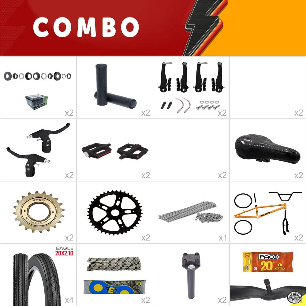 Combo bmx 2x gta flip laranja/preto - falta direção standard - confira os itens