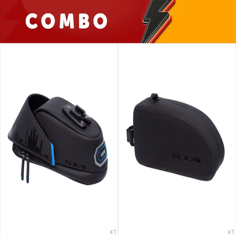            liquidação <b>20%</b> - 1x bolsa <b>premium</b> case para selim de bicicleta gta rx resistente à água cor preta   1x bolsa case para tubo superior de bicicleta gta rx.