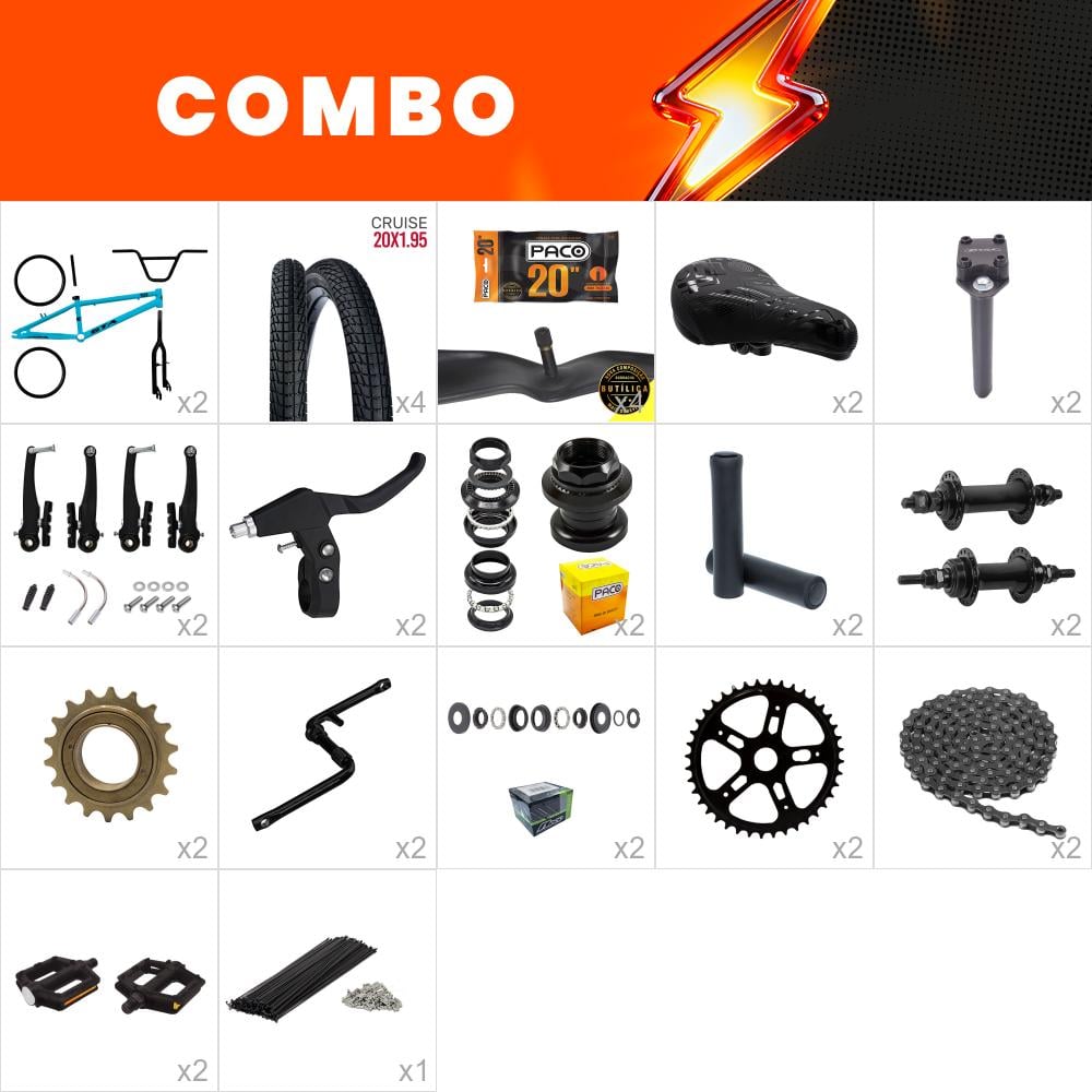   combo bmx 2x gta flip azul/preto - confira os itens