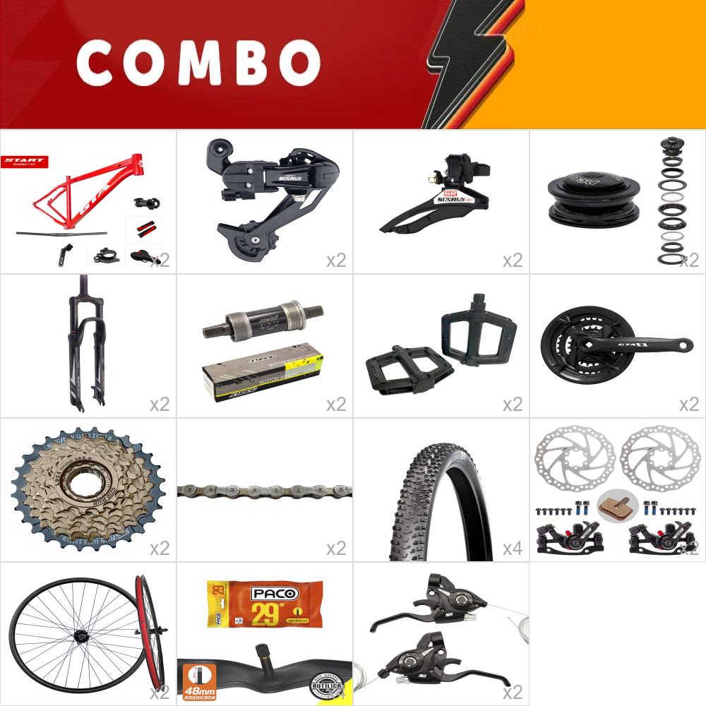   combo 2x start tam 21 start vermelho 24v com rodas montadas - aro 29 - confira itens