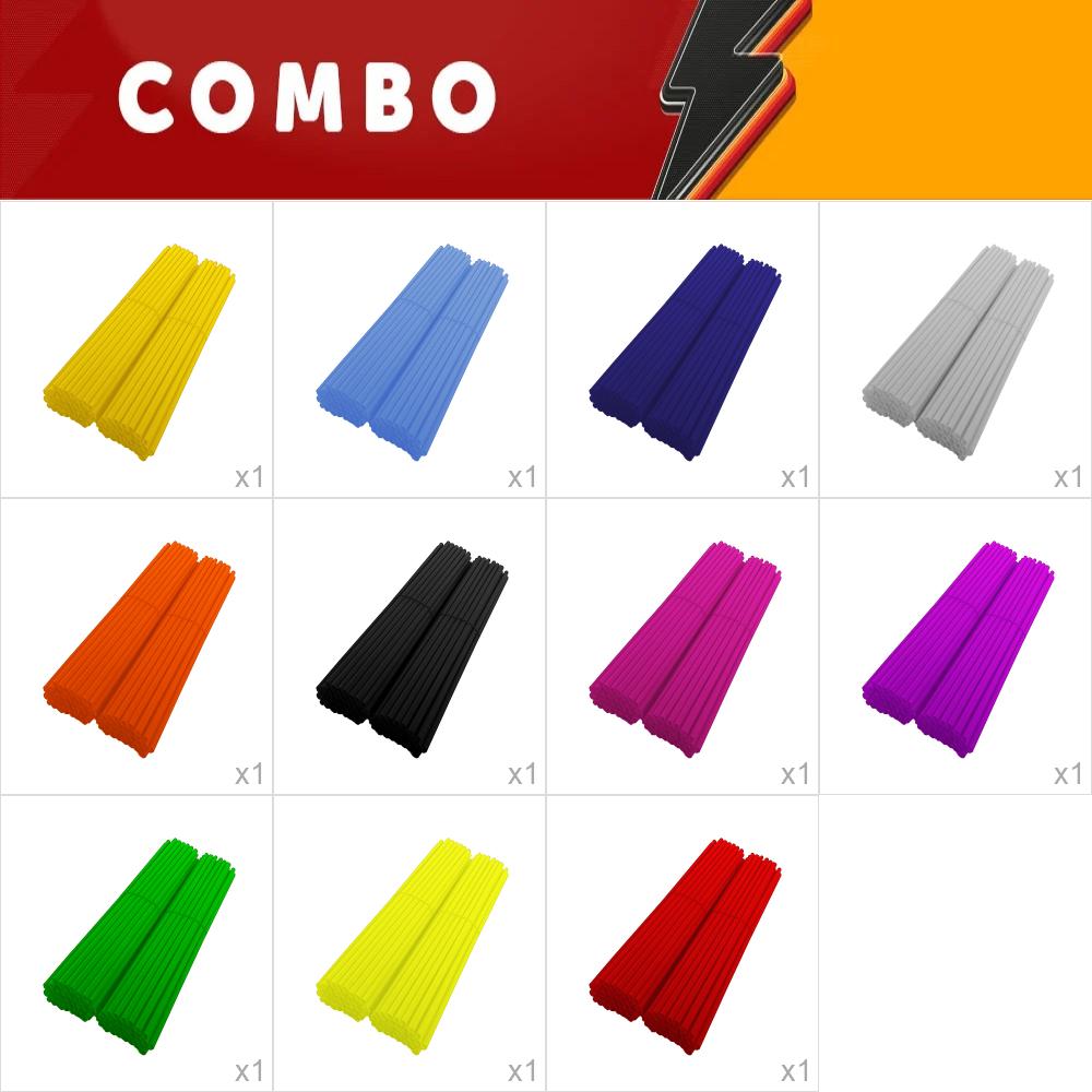    liquidação <b>20%</b> - 11x jogos de (72/cada) capas de raios 250mm cores sortidas <b>para bike do grau</b> 