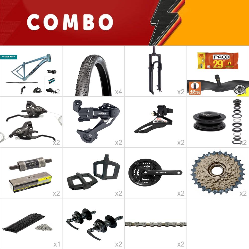   combo 2x start tam 17 verde 24v - aro 29 - sem freios, aro, fita de aro, cabos e conduites - confira os itens