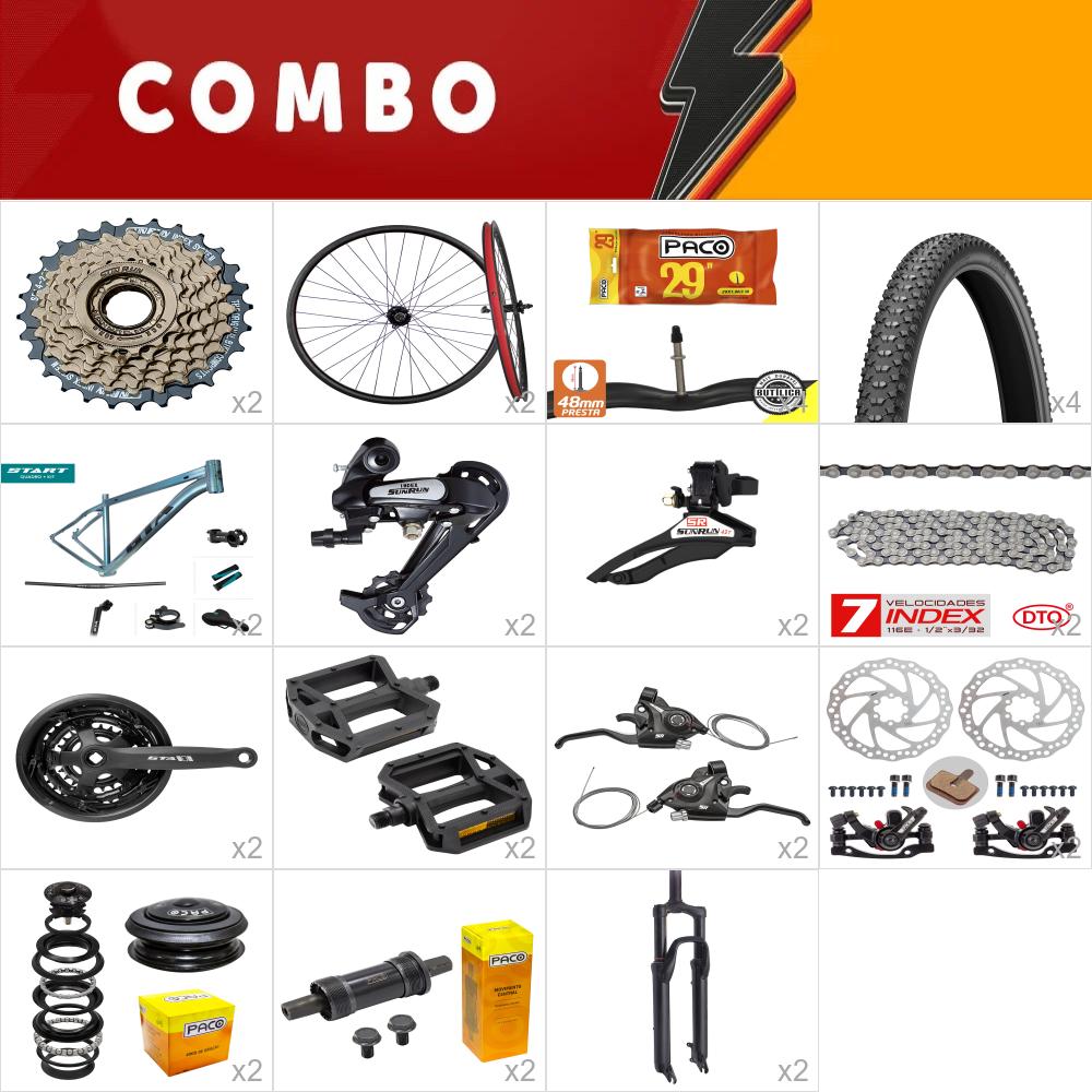         combo 29 2x start tam. 21 verde - sem cabos e conduites - confira itens