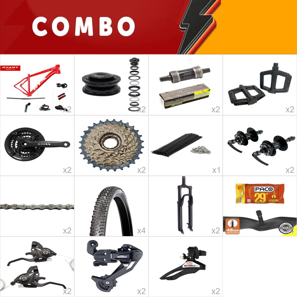   combo 2x start tam 19 vermelho 24v - aro 29 - sem freios, aro, fita de aro, cabos e conduites - confira os itens  