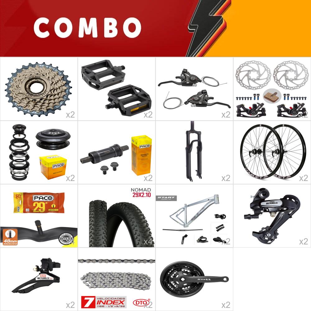         combo 29 2x start tam. 21 cinza - sem cabos e conduites - confira itens