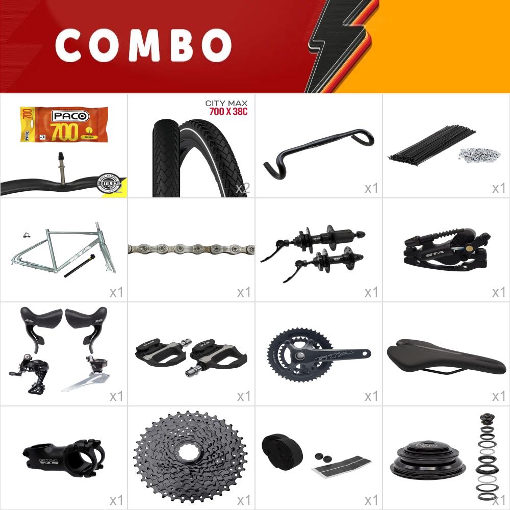              combo montagem gravel across 2.0 tam 54 verde sálvia - falta aros - confira itens