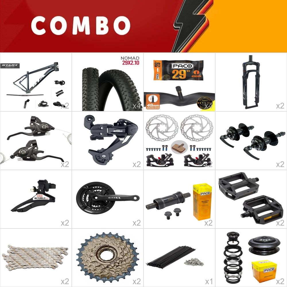                           combo 2x gta start aro 29 tam 17 grafite <b>24v</b> sunrun - sem aros, cabos e conduites - confira os itens