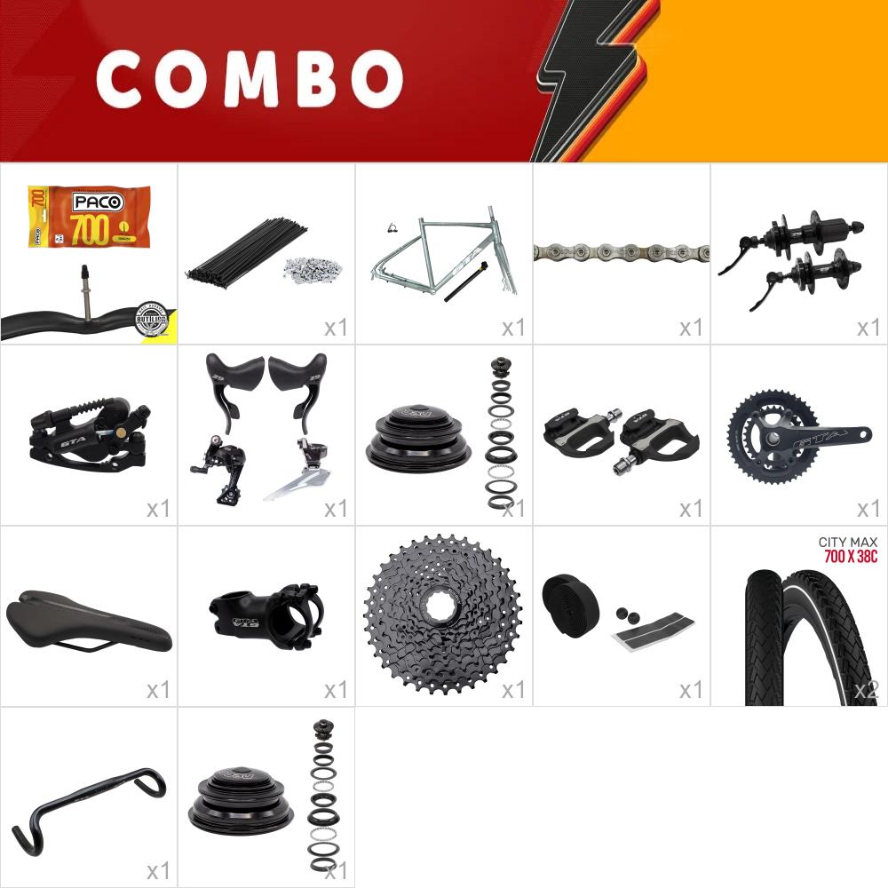              combo montagem gravel across 2.0 tam 56 verde sálvia - falta aros - confira itens