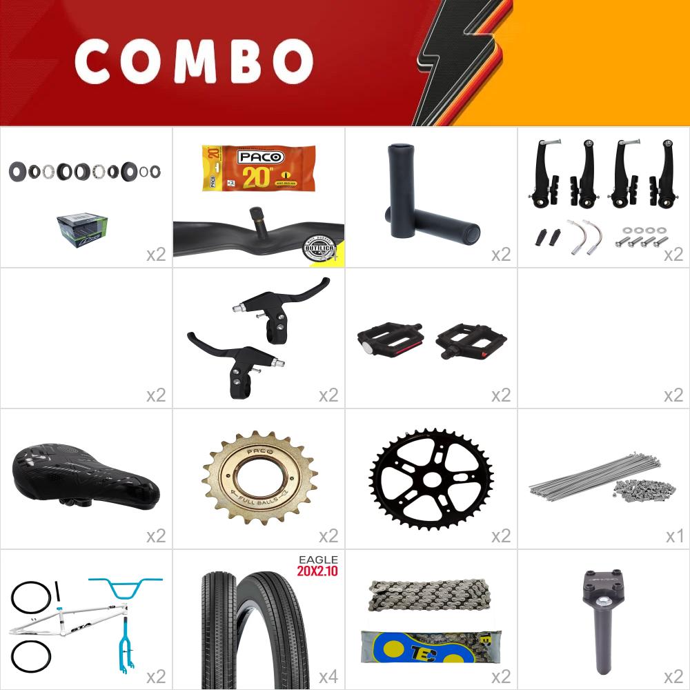 Combo bmx 2x gta flip branco/azul - falta direção standard  - confira os itens