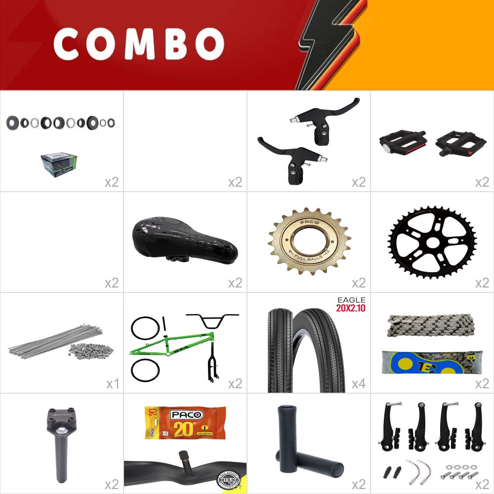 Combo bmx 2x gta flip verde/preto- falta direção standard - confira os itens