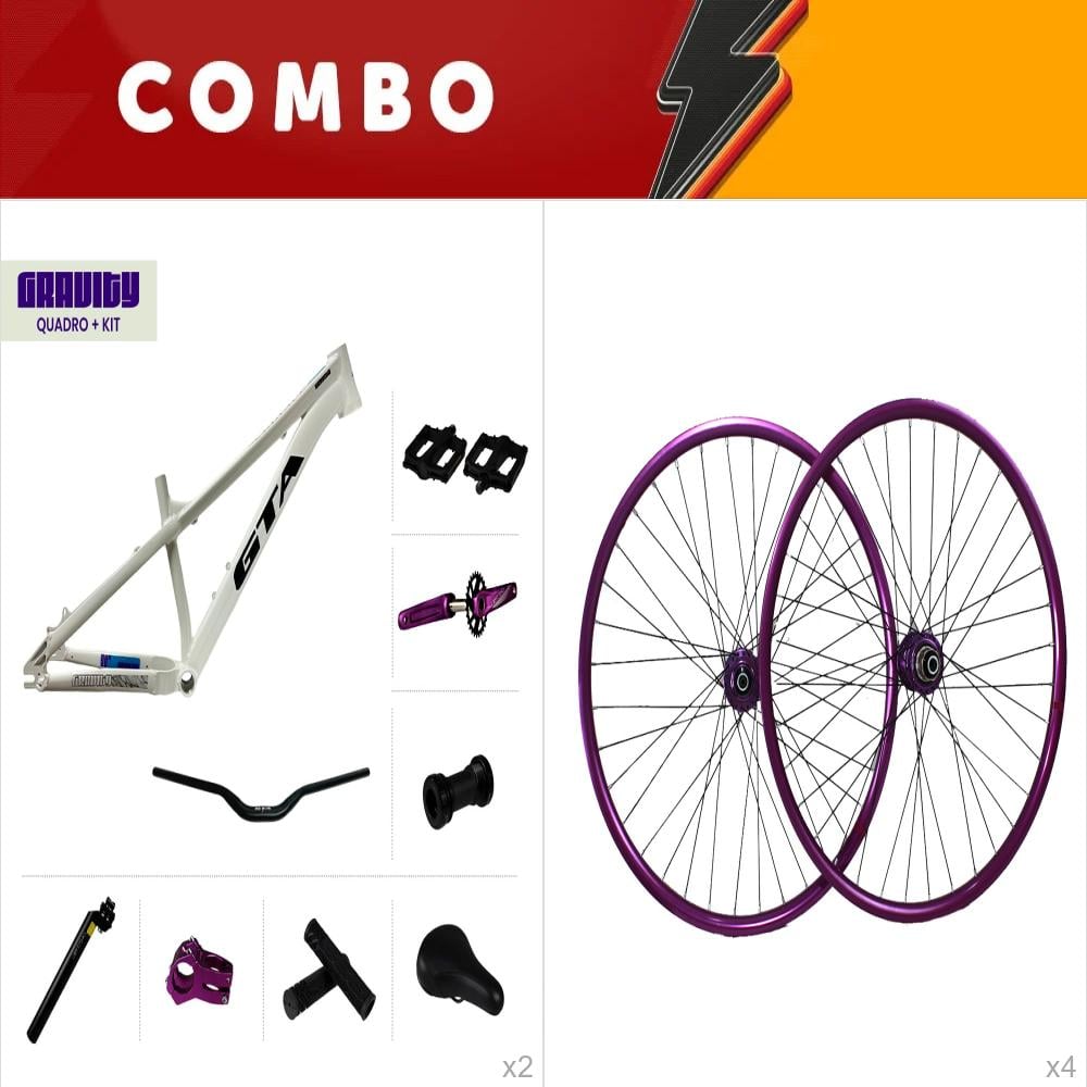      promocional 5% de desconto - 2x quadros 26 gravity branco + rodas - confira itens