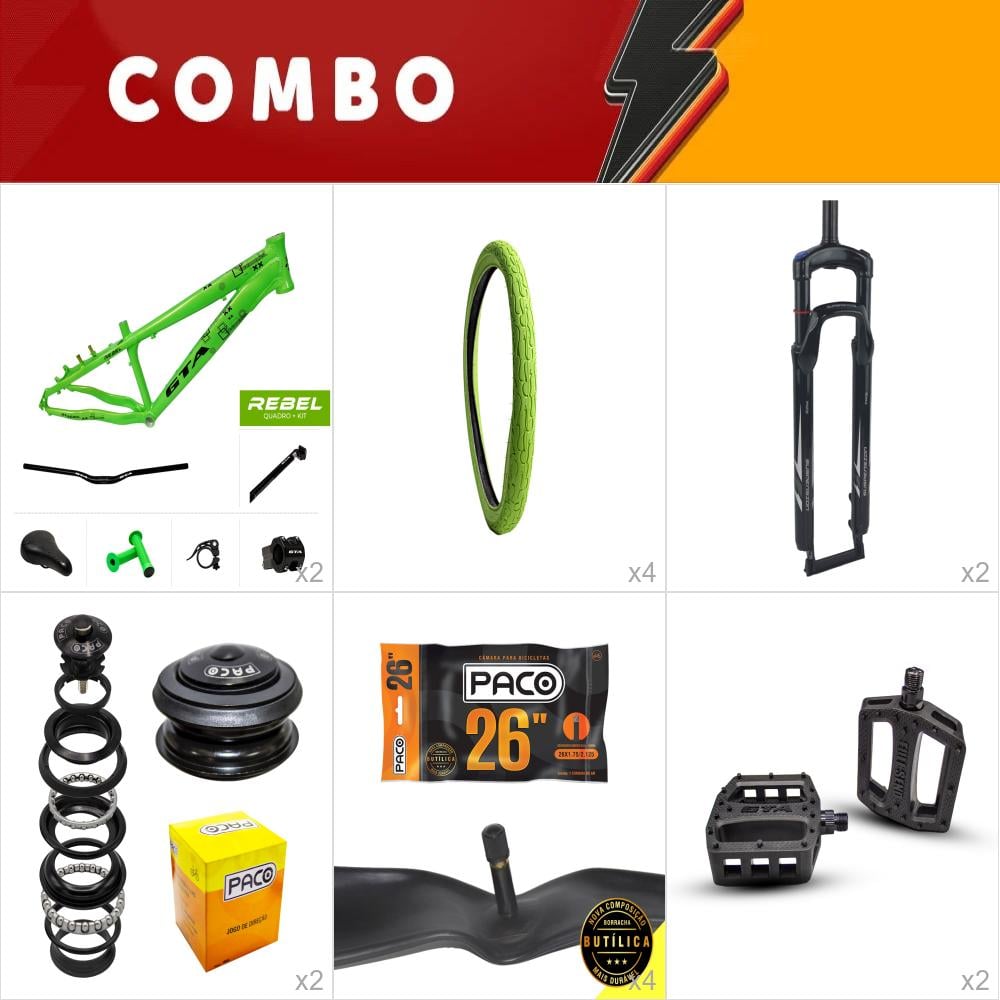                                                                              combo 2x freeride rebel verde - confira itens
