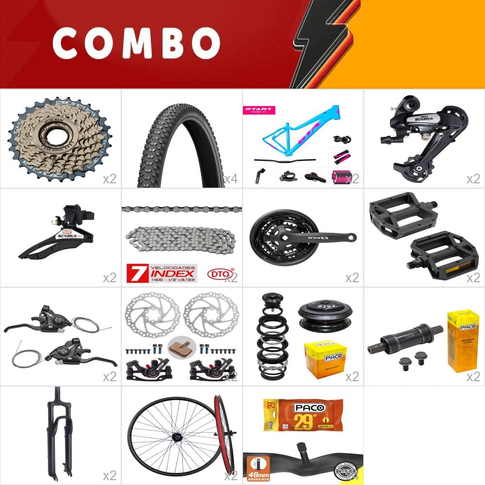 combo 29 2x start tam. 15.5 fem  azul/rosa - sem cabos e conduites - confira itens