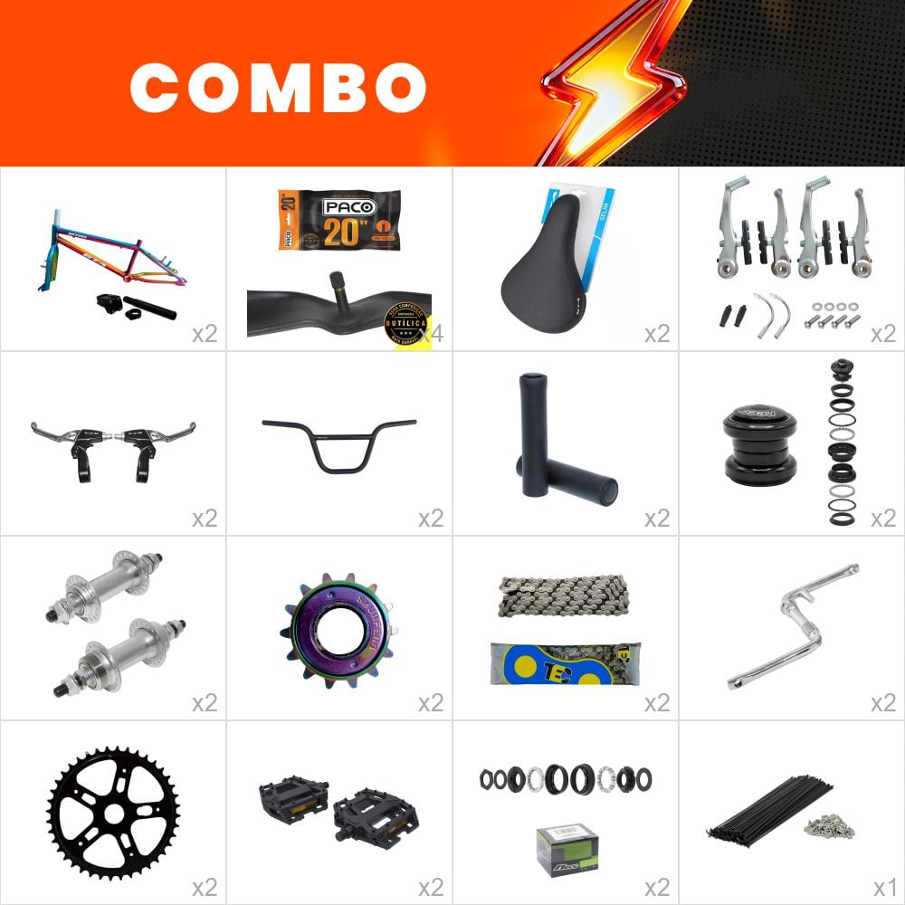 Combo bmx 2x gta nitro camaleão - faltam pneus e aros - confira os itens