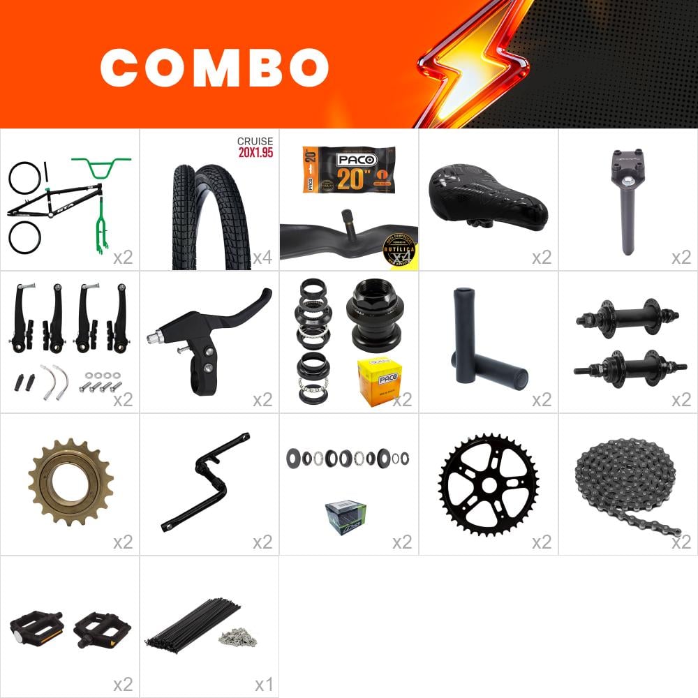        combo bmx 2x gta flip preto/verde - confira os itens